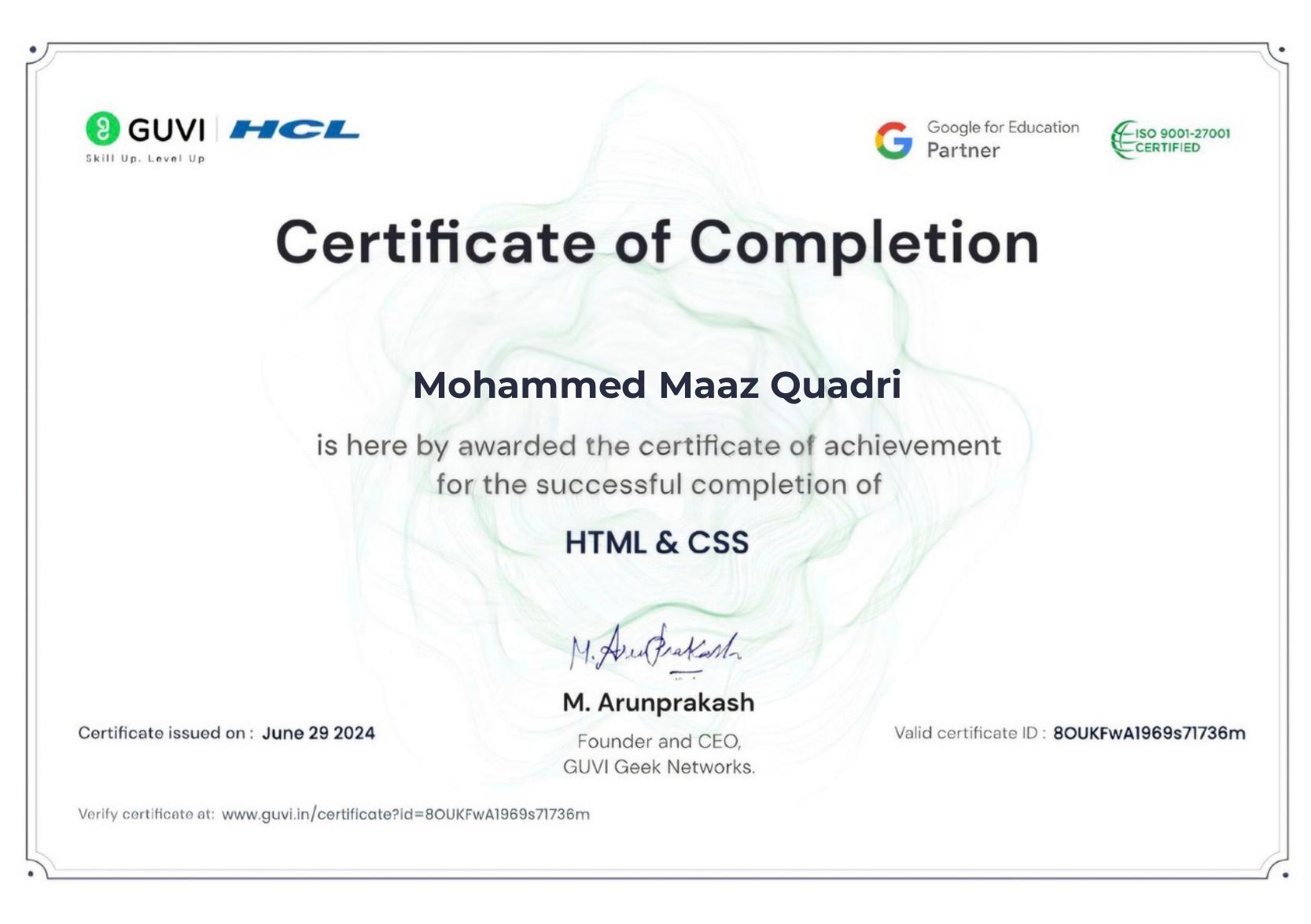 Certificate 61