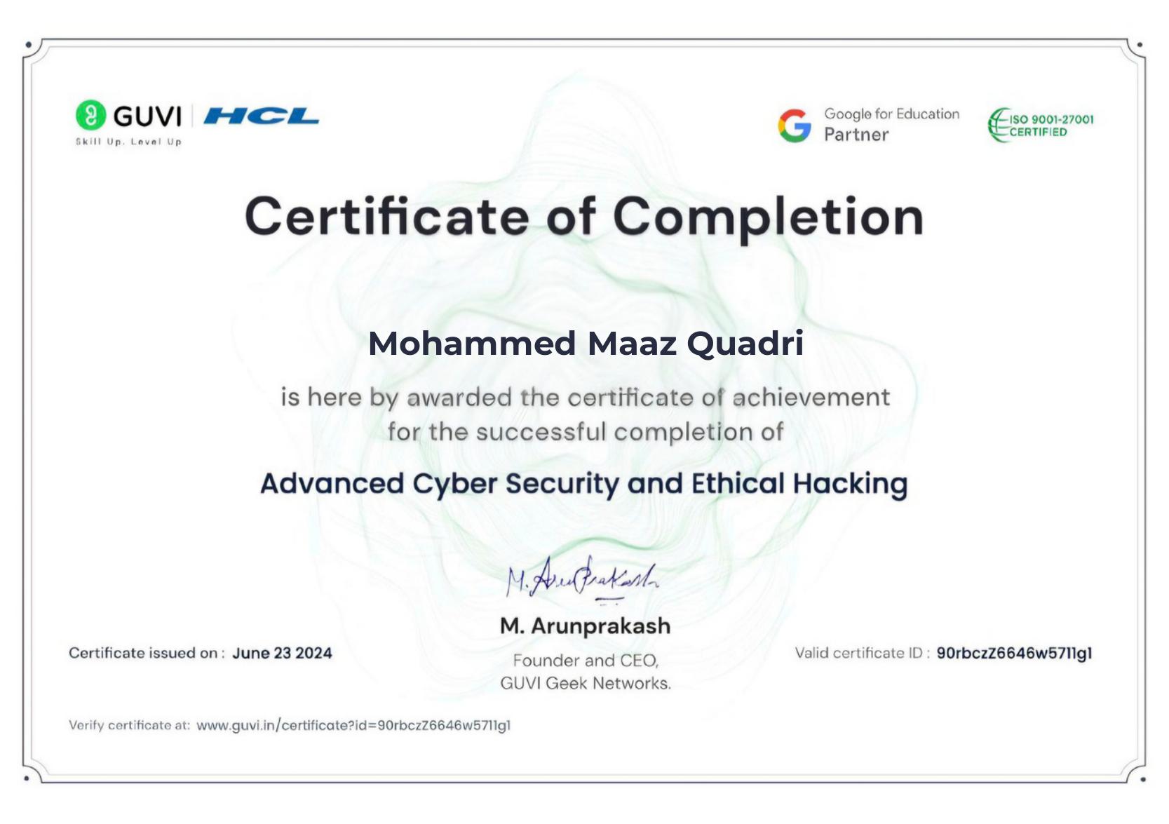 Certificate 65