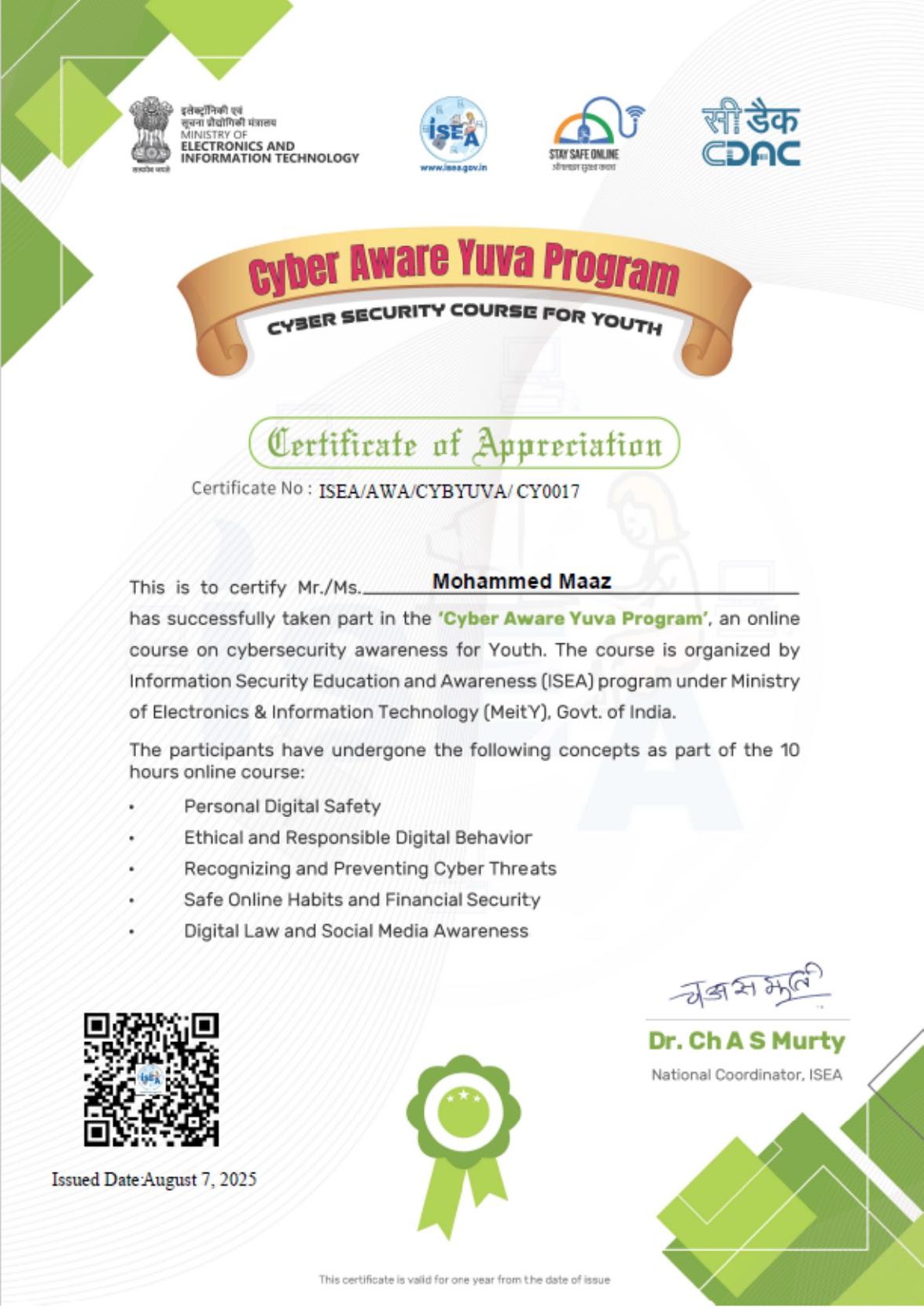 Certificate 86