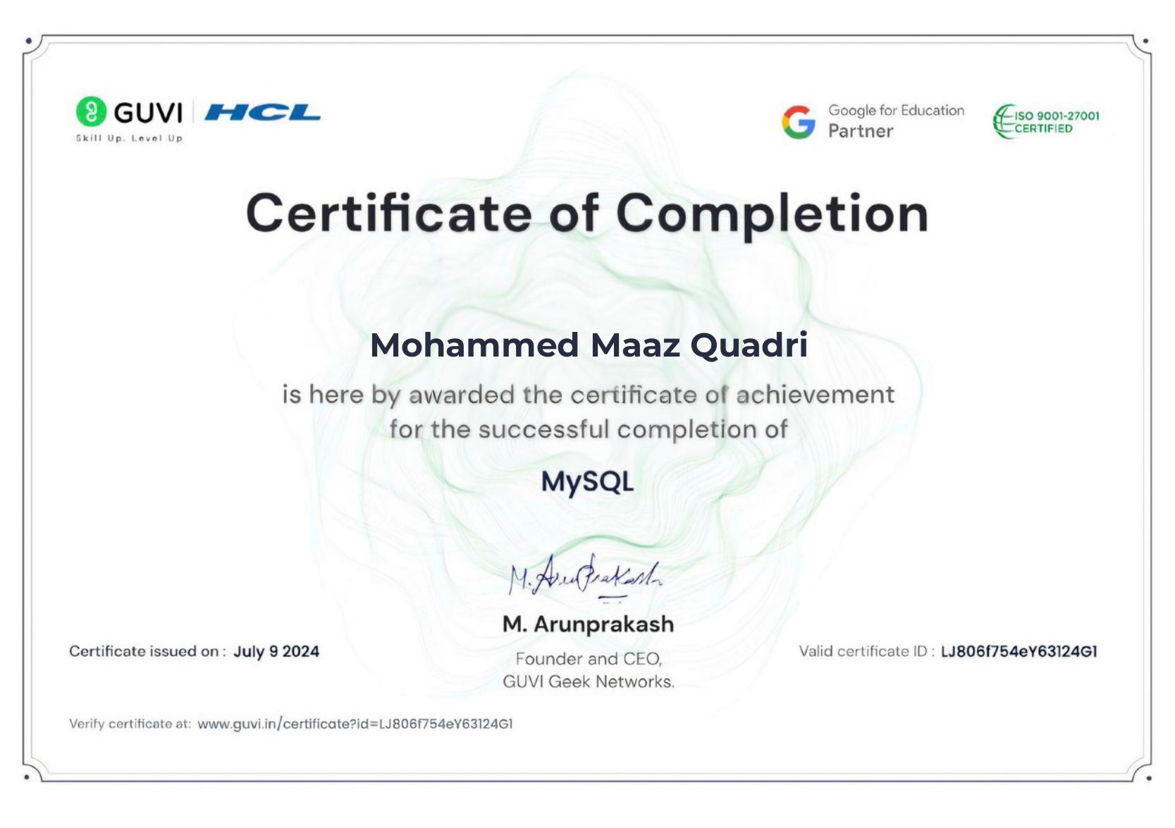 Certificate 71