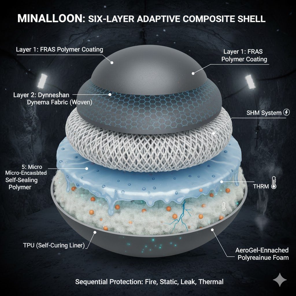 Six-layer adaptive composite shell