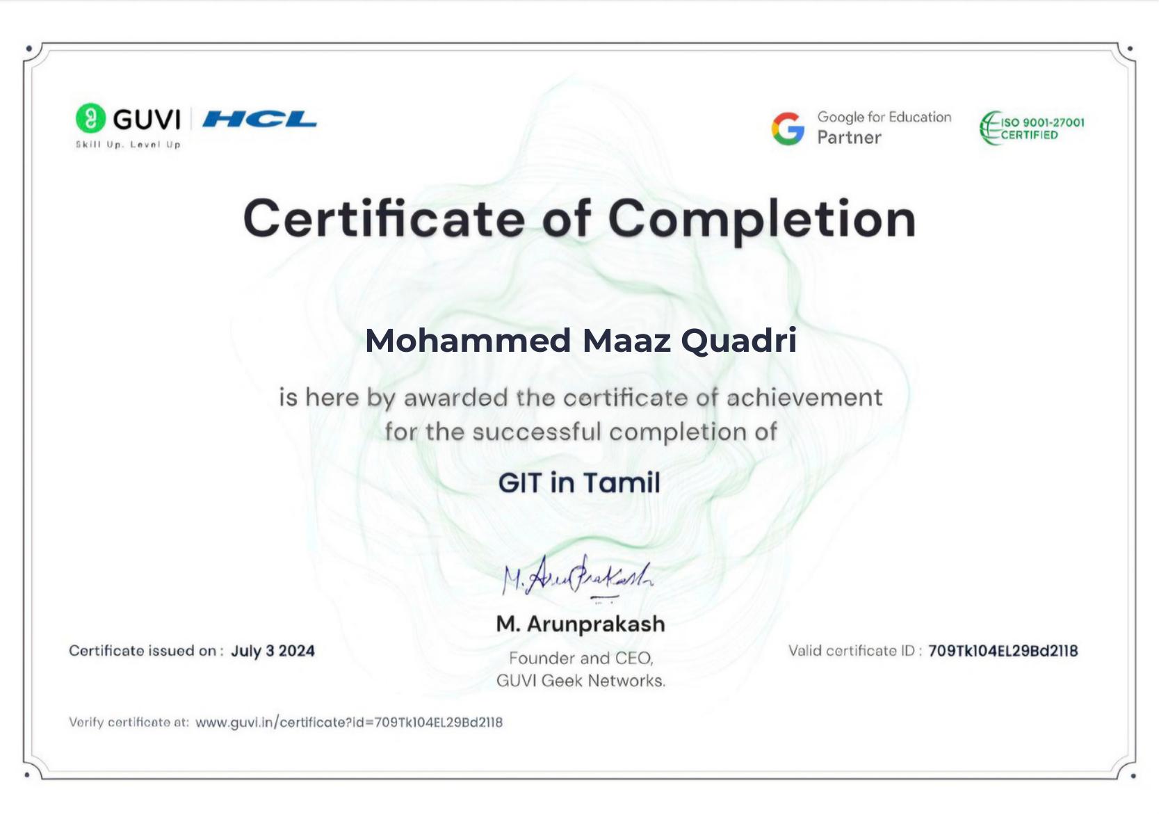 Certificate 67