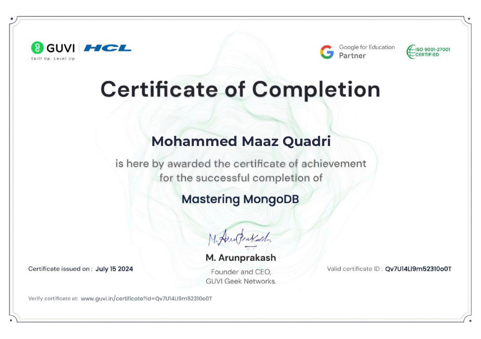 Certificate 70