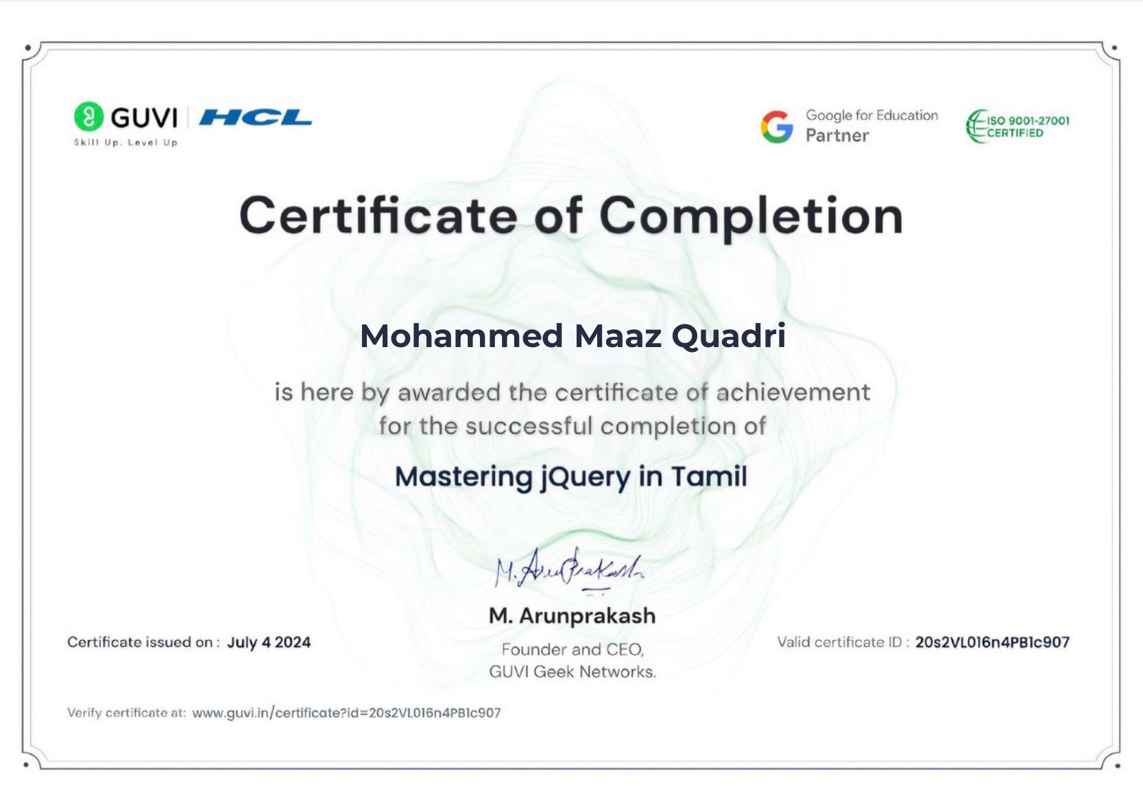 Certificate 62